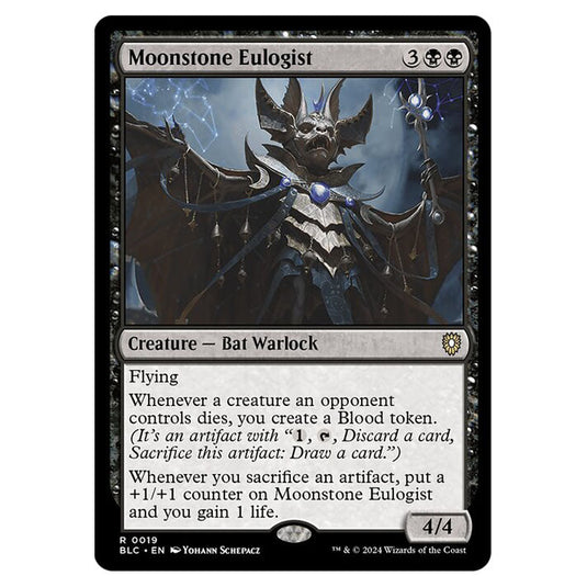 Moonstone Eulogist 0019 card from the Magic The Gathering set Bloomburrow Commander