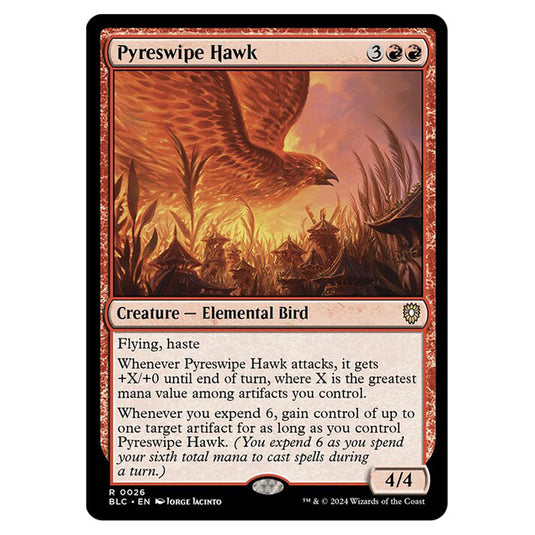 Pyreswipe Hawk 0026 card from the Magic The Gathering set Bloomburrow Commander