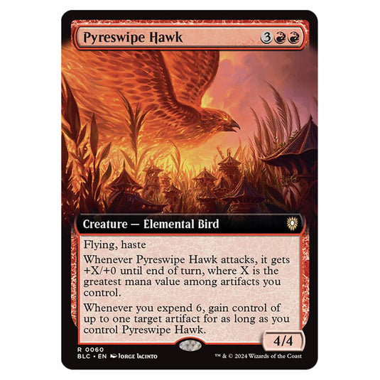 Pyreswipe Hawk 0060 card from the Magic The Gathering set Bloomburrow Commander