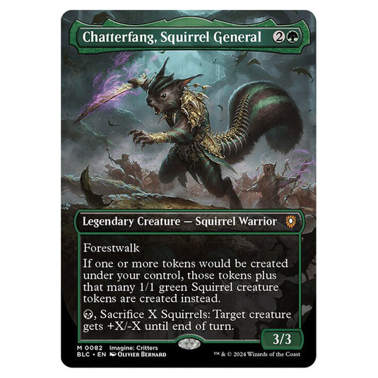 Chatterfang, Squirrel General 0082 card from the Magic The Gathering set Bloomburrow Commander