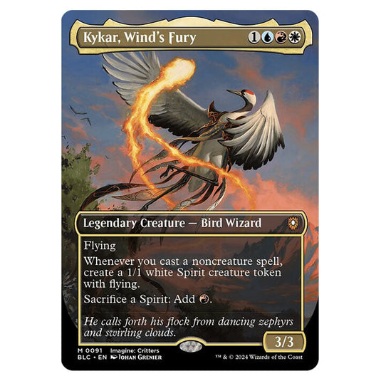 Kykar, Wind's Fury 0091 card from the Magic The Gathering set Bloomburrow Commander