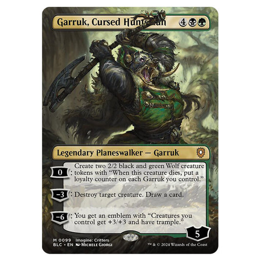 Garruk, Cursed Huntsman 0099 card from the Magic The Gathering set Bloomburrow Commander