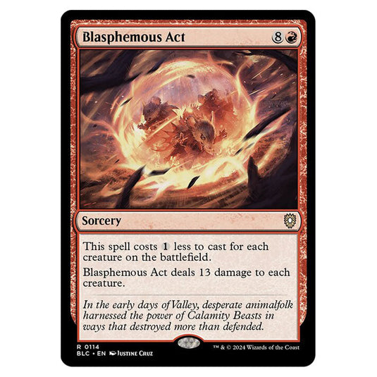 Blasphemous Act 0114 card from the Magic The Gathering set Bloomburrow Commander