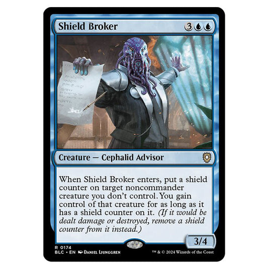 Shield Broker 0174 card from the Magic The Gathering set Bloomburrow Commander