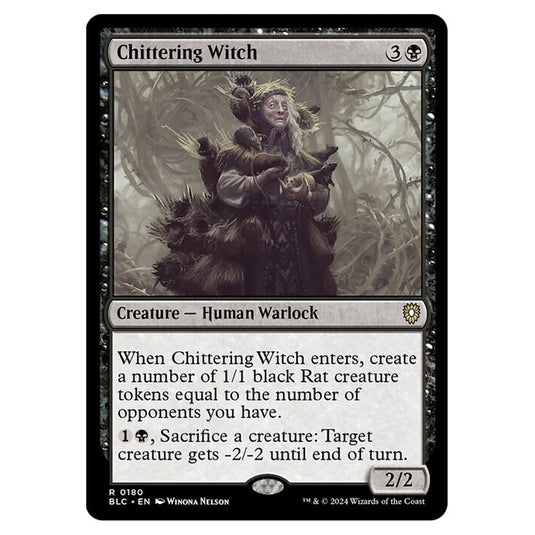 Chittering Witch 0180 card from the Magic The Gathering set Bloomburrow Commander