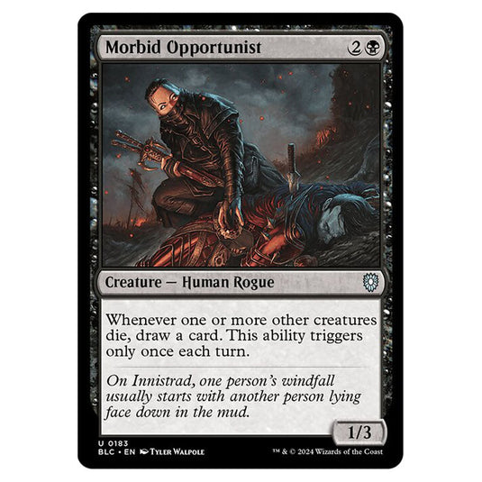 Morbid Opportunist 0183 card from the Magic The Gathering set Bloomburrow Commander