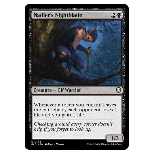 Nadier's Nightblade 0184 card from the Magic The Gathering set Bloomburrow Commander