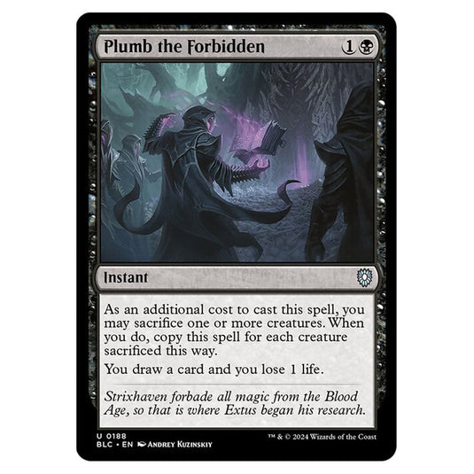 Plumb the Forbidden 0188 card from the Magic The Gathering set Bloomburrow Commander