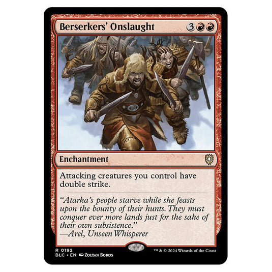 Berserkers' Onslaught 0192 card from the Magic The Gathering set Bloomburrow Commander