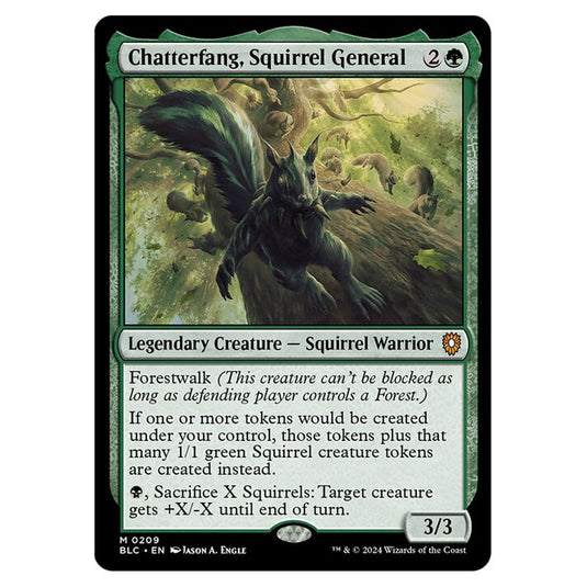 Chatterfang, Squirrel General 0209 card from the Magic The Gathering set Bloomburrow Commander