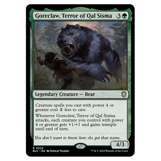 Goreclaw, Terror of Qal Sisma 0222 card from the Magic The Gathering set Bloomburrow Commander