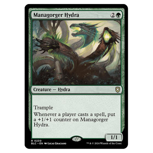 Managorger Hydra 0230 card from the Magic The Gathering set Bloomburrow Commander