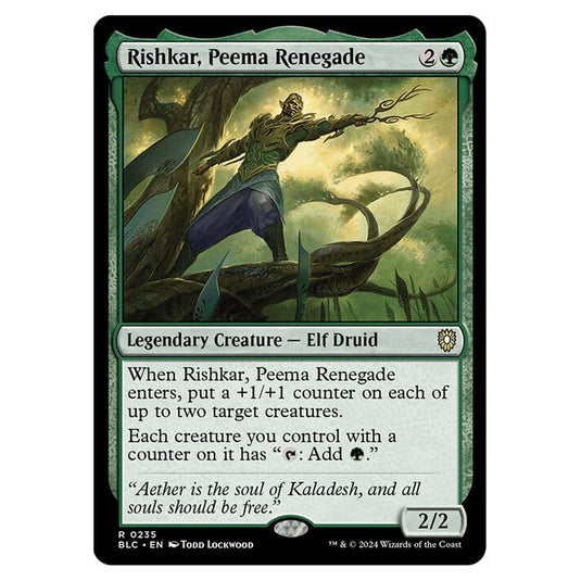 Rishkar, Peema Renegade 0235 card from the Magic The Gathering set Bloomburrow Commander