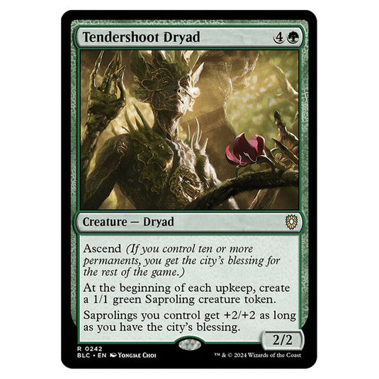 Tendershoot Dryad 0242 card from the Magic The Gathering set Bloomburrow Commander