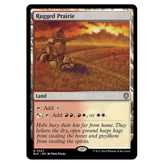 Rugged Prairie 0327 card from the Magic The Gathering set Bloomburrow Commander