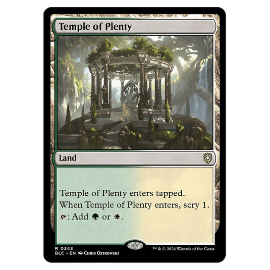 Temple of Plenty 0343 card from the Magic The Gathering set Bloomburrow Commander