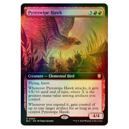 Pyreswipe Hawk 0060 card from the Magic The Gathering set Bloomburrow Commander