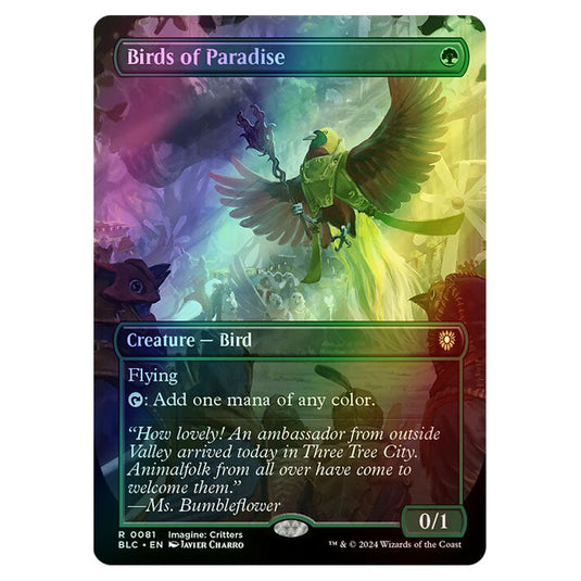 Birds of Paradise 0081 card from the Magic The Gathering set Bloomburrow Commander