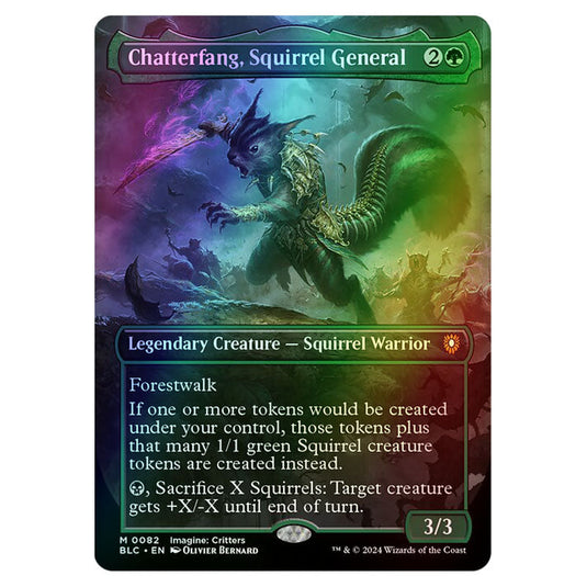 Chatterfang, Squirrel General 0082 card from the Magic The Gathering set Bloomburrow Commander