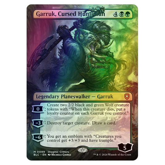 Garruk, Cursed Huntsman 0099 card from the Magic The Gathering set Bloomburrow Commander