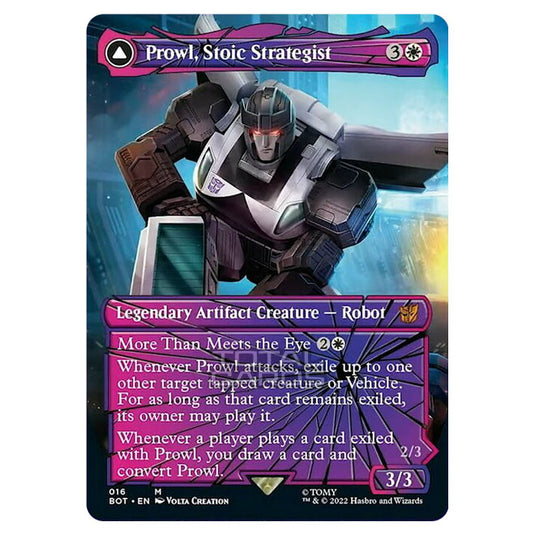 Magic The Gathering - The Brothers War - Transformers - Prowl, Stoic Strategist / Prowl, Pursuit Vehicle (Shattered Glass Card) - 016/15