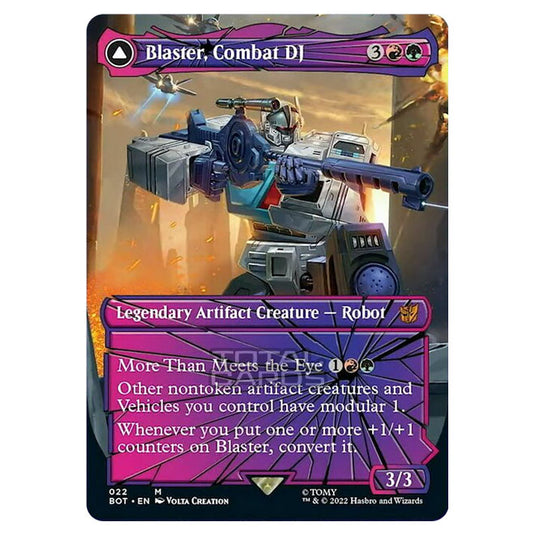 Magic The Gathering - The Brothers War - Transformers - Blaster, Combat DJ / Blaster, Morale Booster (Shattered Glass Card) - 022/15