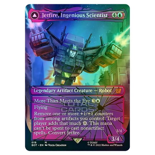 Magic The Gathering - The Brothers War - Transformers - Jetfire, Ingenious Scientist / Jetfire, Air Guardian (Shattered Glass Card) - 018/15 (Foil)