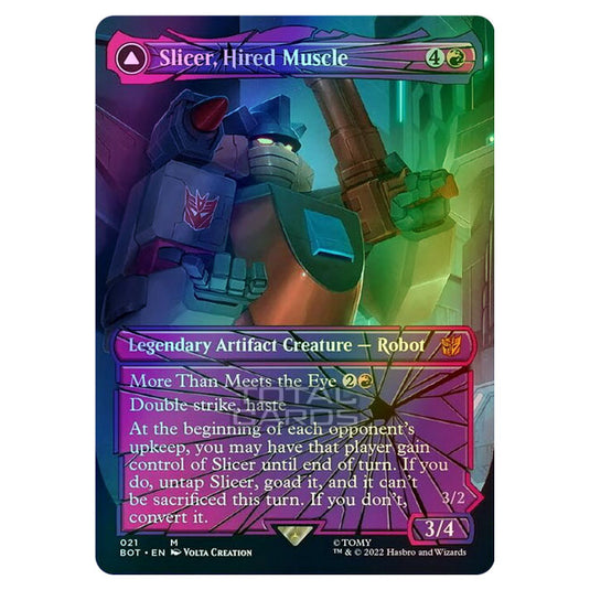Magic The Gathering - The Brothers War - Transformers - Slicer, Hired Muscle / Slicer, High-Speed Antagonist (Shattered Glass Card) - 021/15 (Foil)