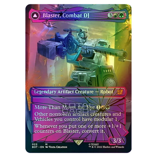 Magic The Gathering - The Brothers War - Transformers - Blaster, Combat DJ / Blaster, Morale Booster (Shattered Glass Card) - 022/15 (Foil)