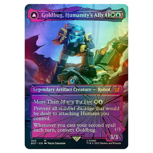 Magic The Gathering - The Brothers War - Transformers - Goldbug, Humanity's Ally / Goldbug, Scrappy Scout (Shattered Glass Card) - 025/15 (Foil)