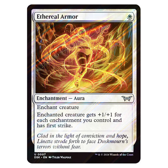 Ethereal Armor 0007 card from the Magic The Gathering set Duskmourn: House of Horror