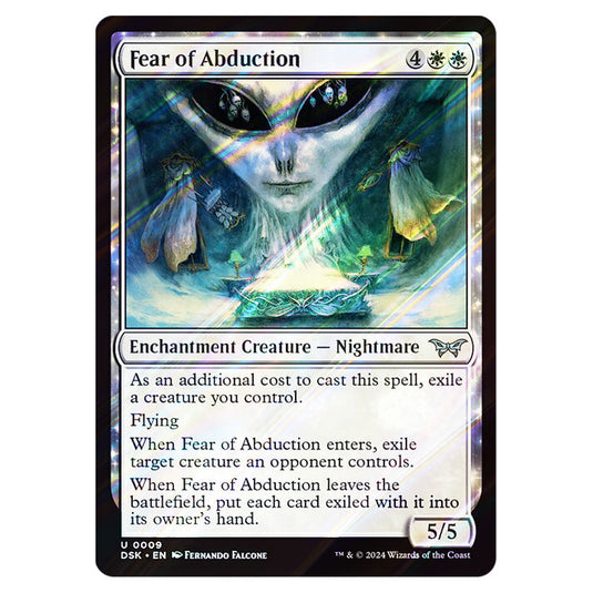 Fear of Abduction 0009 card from the Magic The Gathering set Duskmourn: House of Horror