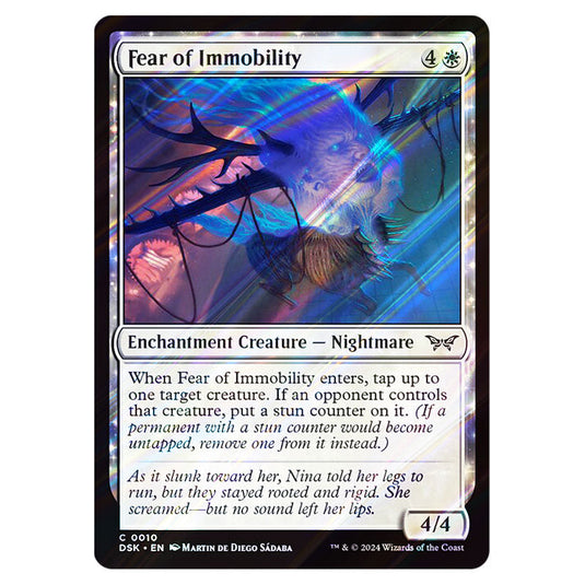 Fear of Immobility 0010 card from the Magic The Gathering set Duskmourn: House of Horror