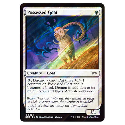 Possessed Goat 0025 card from the Magic The Gathering set Duskmourn: House of Horror