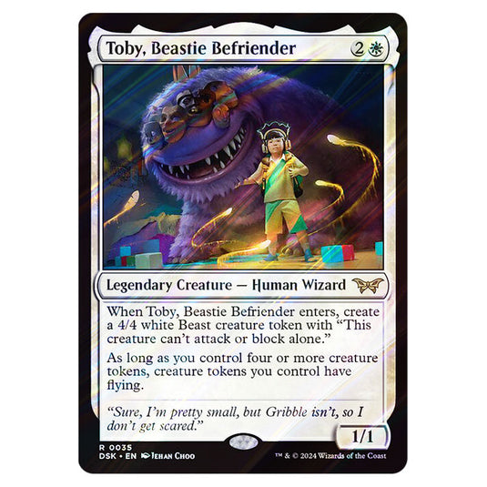 Toby, Beastie Befriender 0035 card from the Magic The Gathering set Duskmourn: House of Horror