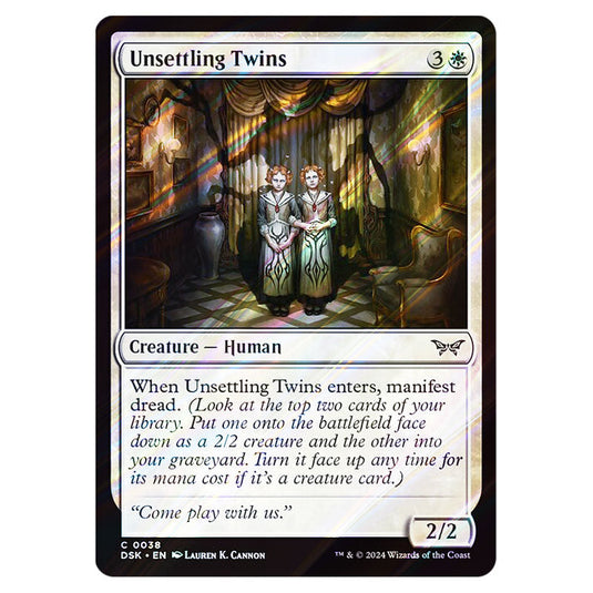 Unsettling Twins 0038 card from the Magic The Gathering set Duskmourn: House of Horror