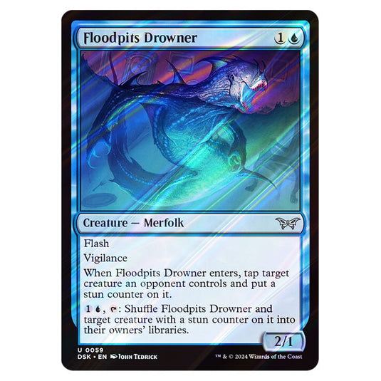 Floodpits Drowner 0059 card from the Magic The Gathering set Duskmourn: House of Horror