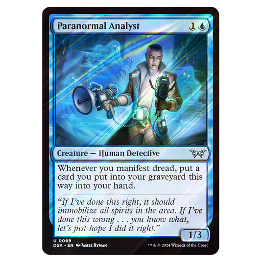 Paranormal Analyst 0069 card from the Magic The Gathering set Duskmourn: House of Horror