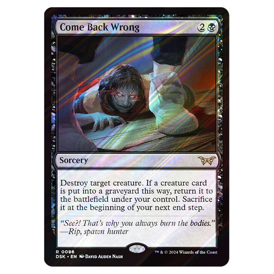 Come Back Wrong 0086 card from the Magic The Gathering set Duskmourn: House of Horror