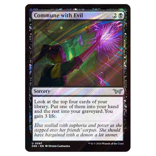 Commune with Evil 0087 card from the Magic The Gathering set Duskmourn: House of Horror