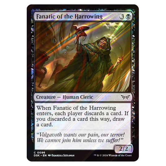 Fanatic of the Harrowing 0096 card from the Magic The Gathering set Duskmourn: House of Horror