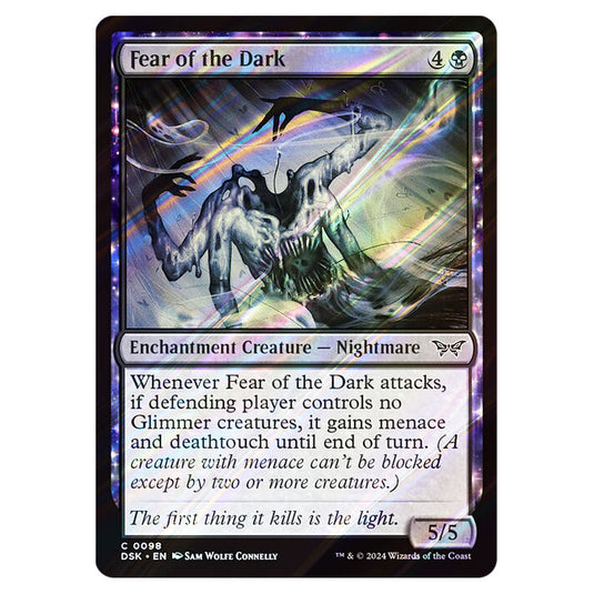 Fear of the Dark 0098 card from the Magic The Gathering set Duskmourn: House of Horror