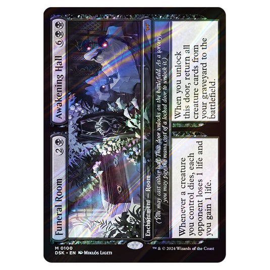 Funeral Room // Awakening Hall 0100 card from the Magic The Gathering set Duskmourn: House of Horror