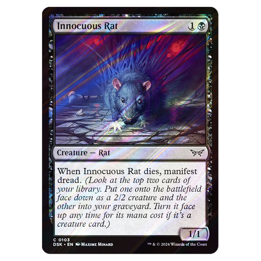 Innocuous Rat 0103 card from the Magic The Gathering set Duskmourn: House of Horror