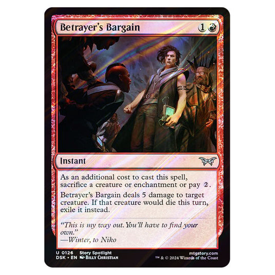 Betrayer's Bargain 0126 card from the Magic The Gathering set Duskmourn: House of Horror