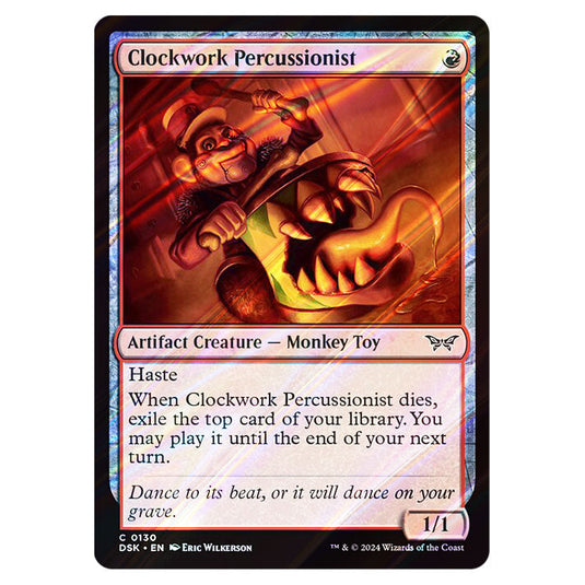 Clockwork Percussionist 0130 card from the Magic The Gathering set Duskmourn: House of Horror