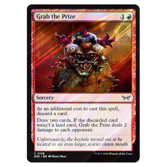 Grab the Prize 0138 card from the Magic The Gathering set Duskmourn: House of Horror