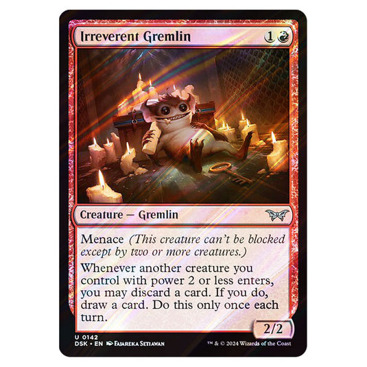 Irreverent Gremlin 0142 card from the Magic The Gathering set Duskmourn: House of Horror