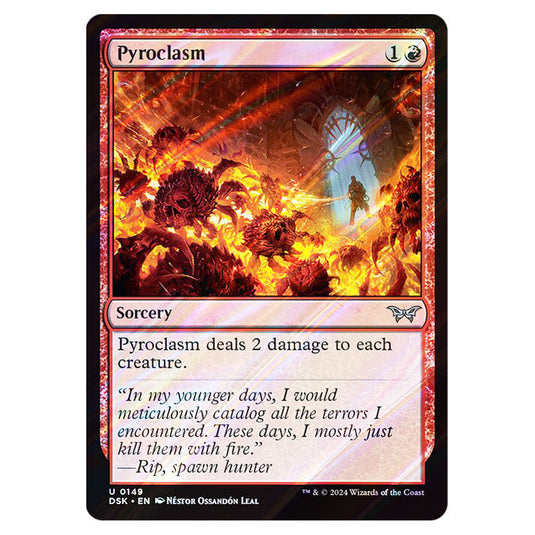 Pyroclasm 0149 card from the Magic The Gathering set Duskmourn: House of Horror