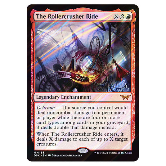 The Rollercrusher Ride 0155 card from the Magic The Gathering set Duskmourn: House of Horror